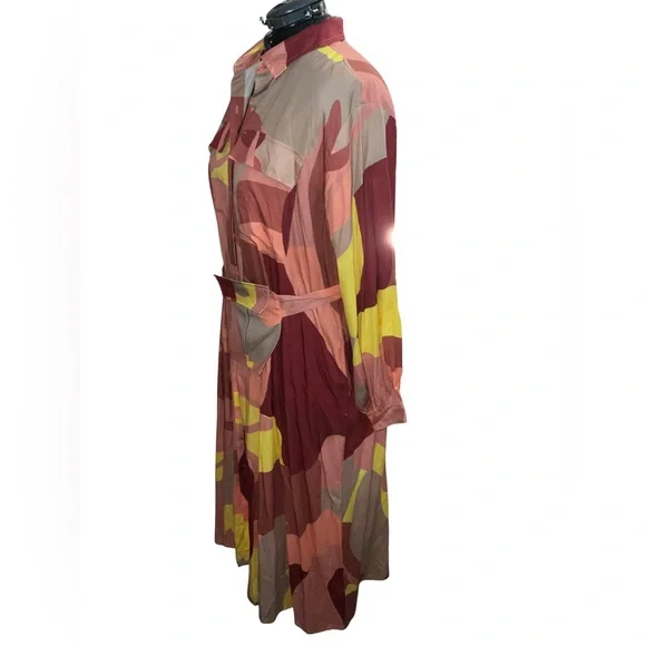 The Drop x Takkunda Abstract Print Maxi Shirt Dress NWT Belted TENCEL Resort 70s - Picture 7 of 10